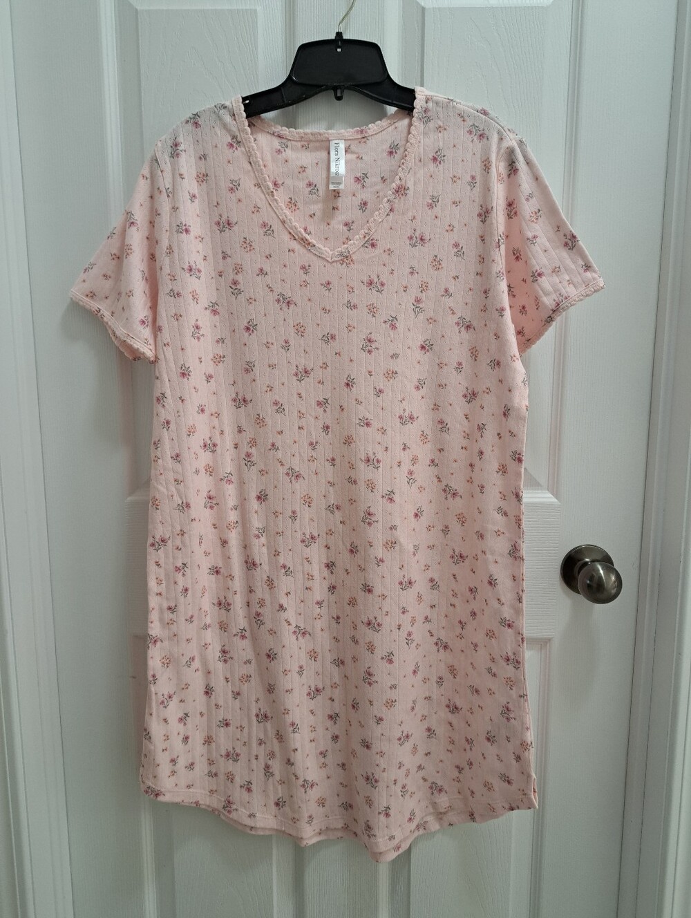 Flora Nikrooz Pink Floral Short Sleeve Nightgown Medium Pointelle Cotton Sleep